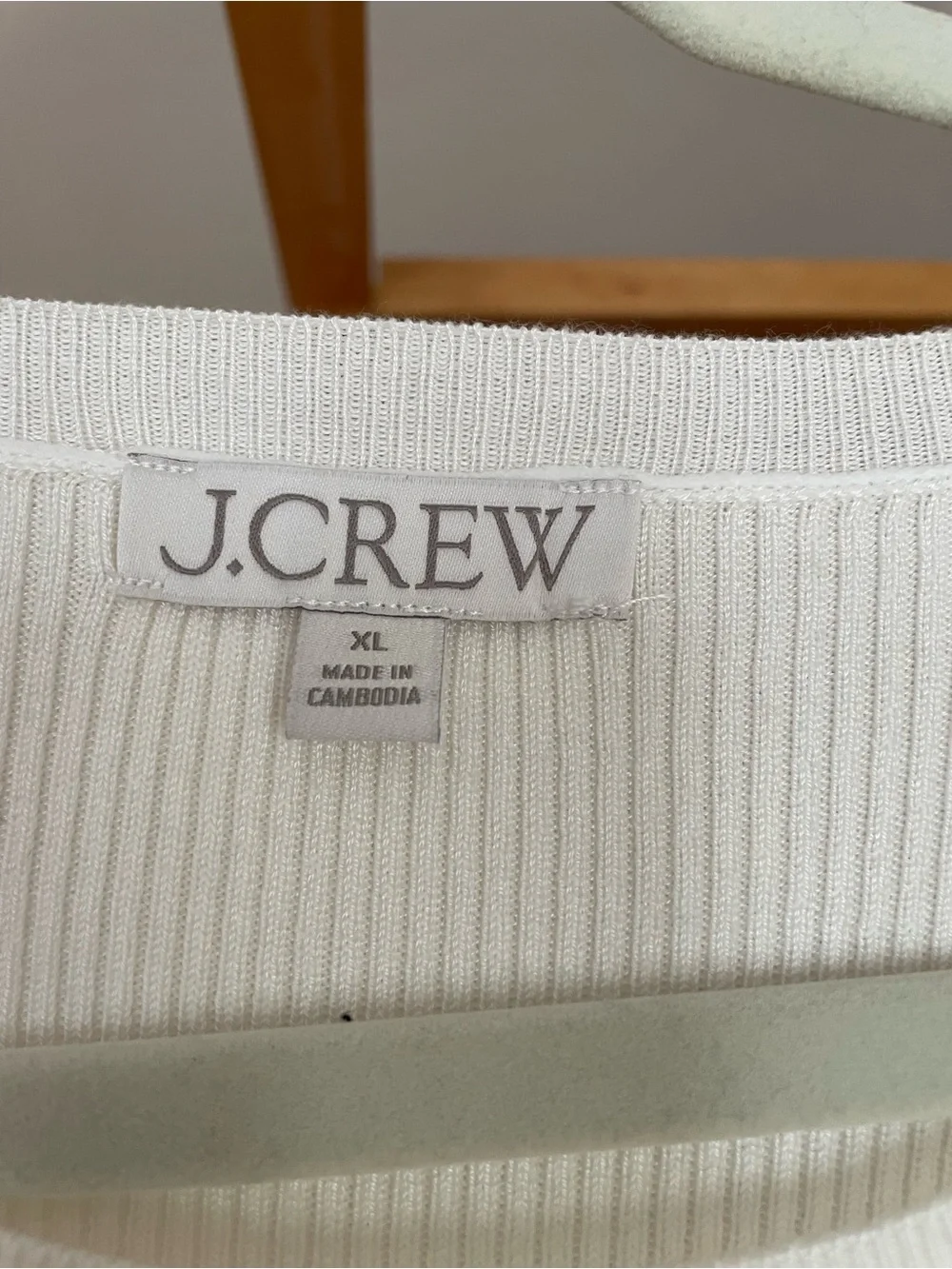 J. Crew Cream Ruffle-trim Ribbed Short Sleeve Tee in Tencil lycrell blend - Picture 4 of 8